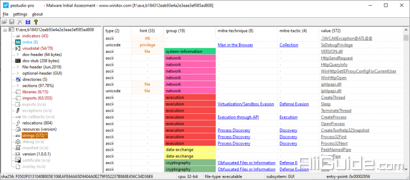 pestudio and severity indicator